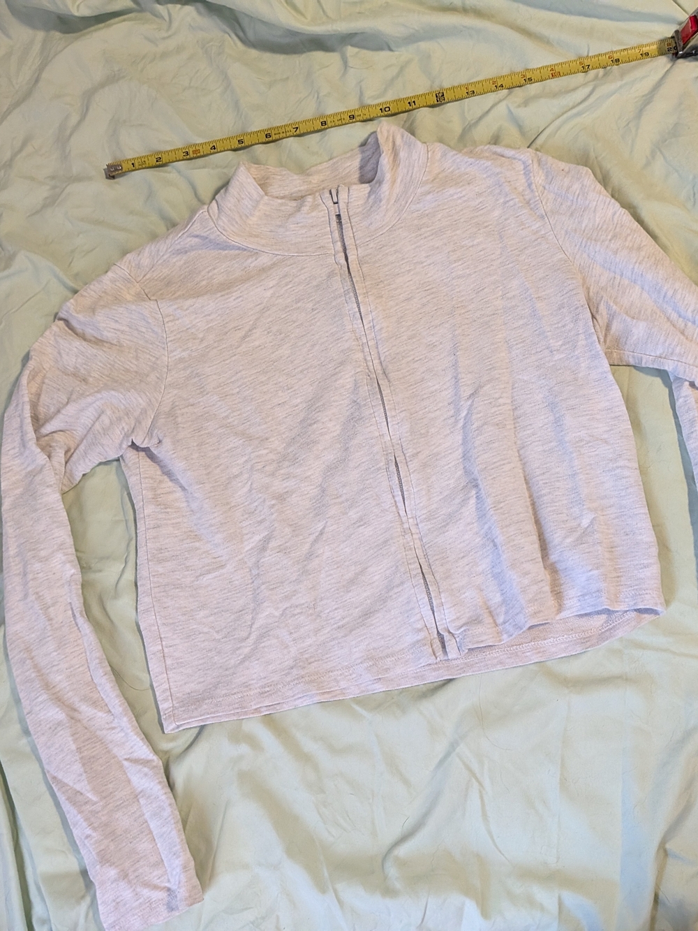Garage Light Gray Zip-Up Cropped Sweatshirt